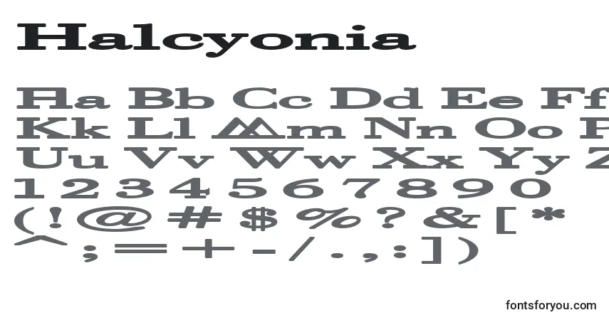 Fuente Halcyonia - alfabeto, números, caracteres especiales