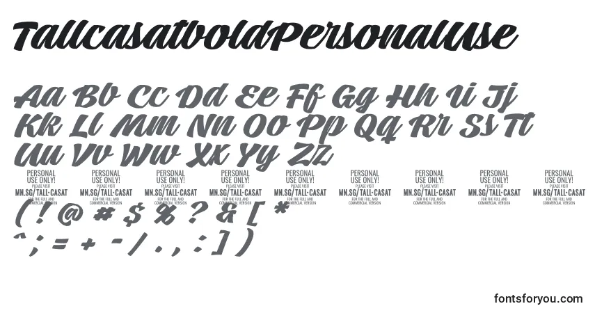 Czcionka TallcasatboldPersonalUse – alfabet, cyfry, specjalne znaki