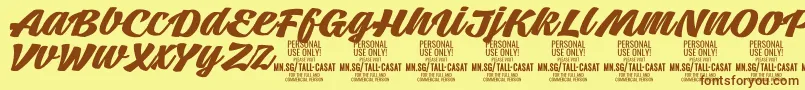 TallcasatboldPersonalUse Font – Brown Fonts on Yellow Background