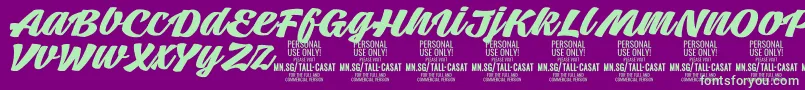 TallcasatboldPersonalUse Font – Green Fonts on Purple Background