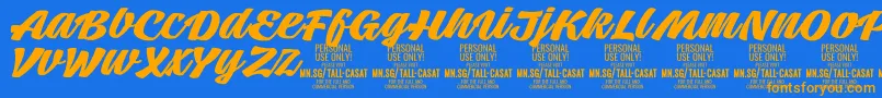 TallcasatboldPersonalUse Font – Orange Fonts on Blue Background
