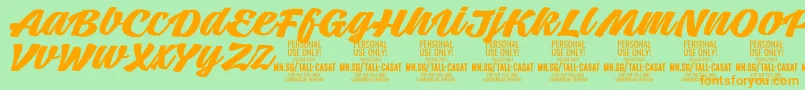 TallcasatboldPersonalUse Font – Orange Fonts on Green Background