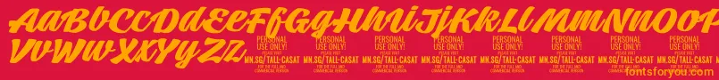 TallcasatboldPersonalUse Font – Orange Fonts on Red Background