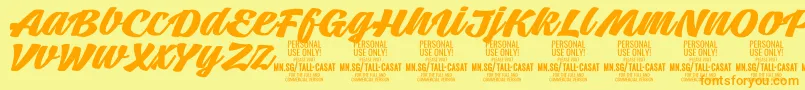 TallcasatboldPersonalUse Font – Orange Fonts on Yellow Background