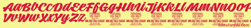 TallcasatboldPersonalUse Font – Red Fonts on Yellow Background