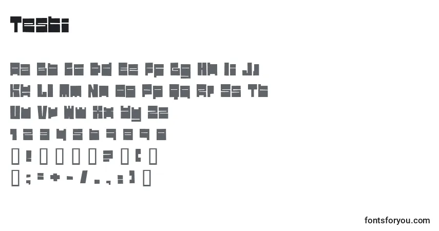 Schriftart Testi – Alphabet, Zahlen, spezielle Symbole