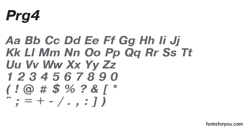 A fonte Prg4 – alfabeto, números, caracteres especiais