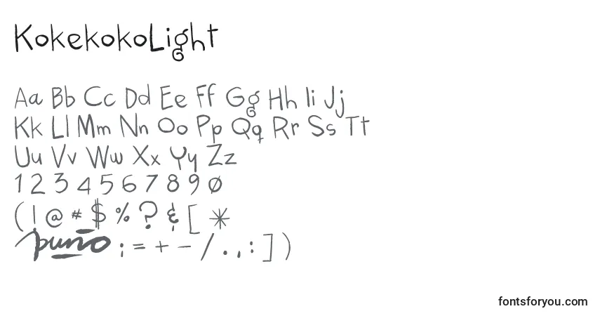 KokekokoLight Font – alphabet, numbers, special characters