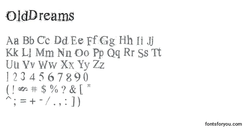 A fonte OldDreams (105729) – alfabeto, números, caracteres especiais