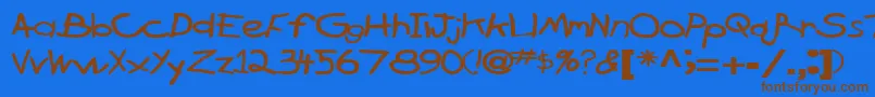 BrokenarrowdriveRegularTtext-Schriftart – Braune Schriften auf blauem Hintergrund