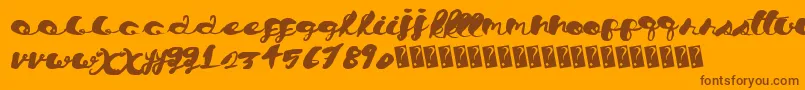 Weitere Informationen zur Chronicalscript-Schriftart Chronicalscript-Schriftart – Braune Schriften auf orangefarbenem Hintergrund