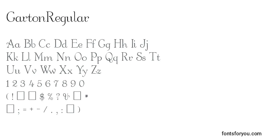 Czcionka GartonRegular – alfabet, cyfry, specjalne znaki