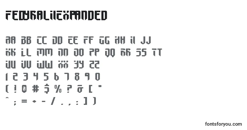 Schriftart FedyralIiExpanded – Alphabet, Zahlen, spezielle Symbole