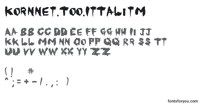 Czcionka Kornnet.Too.ItTalitm – alfabet, cyfry, specjalne znaki