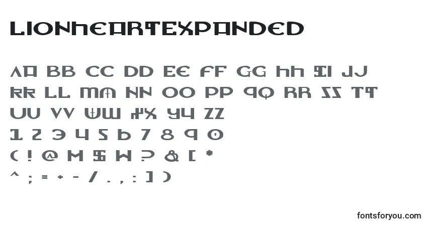 Шрифт LionheartExpanded – алфавит, цифры, специальные символы