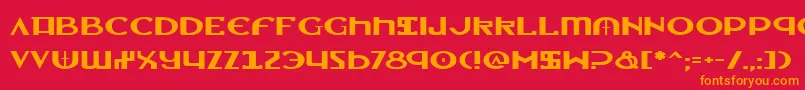 Fonte LionheartExpanded – fontes laranjas em um fundo vermelho