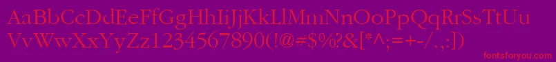 GaramondRomanLight Font – Red Fonts on Purple Background