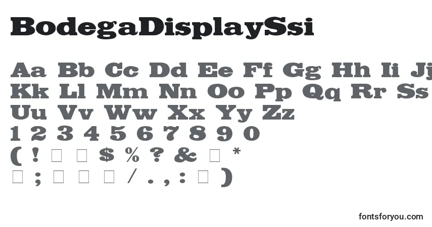 A fonte BodegaDisplaySsi – alfabeto, números, caracteres especiais