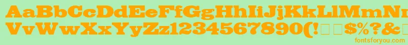 BodegaDisplaySsi-Schriftart – Orangefarbene Schriften auf grünem Hintergrund