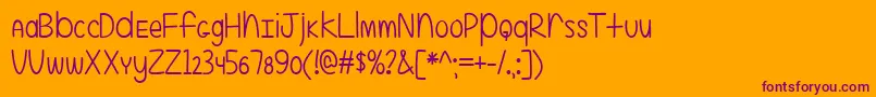 EvenMoreMixedUp2-Schriftart – Violette Schriften auf orangefarbenem Hintergrund