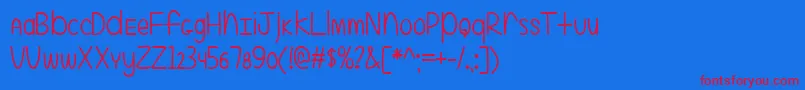 EvenMoreMixedUp2-Schriftart – Rote Schriften auf blauem Hintergrund
