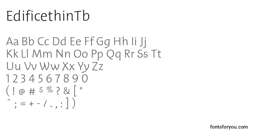 Шрифт EdificethinTb – алфавит, цифры, специальные символы
