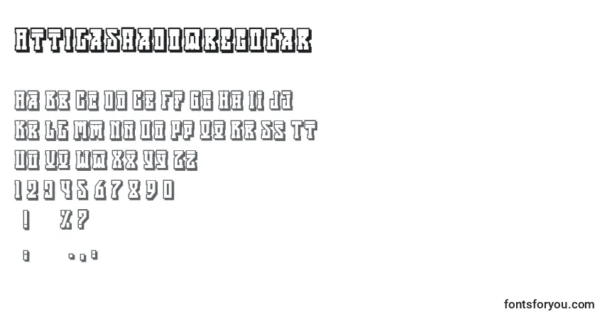 Schriftart AttilaShadowregular – Alphabet, Zahlen, spezielle Symbole