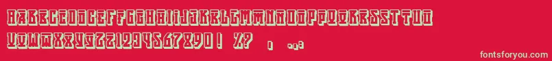 AttilaShadowregular-fontti – vihreät fontit punaisella taustalla