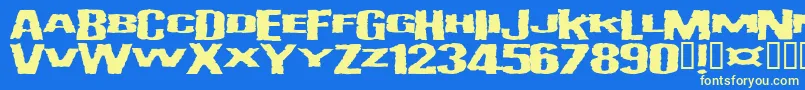 Vulgardisplayofpower Font – Yellow Fonts on Blue Background