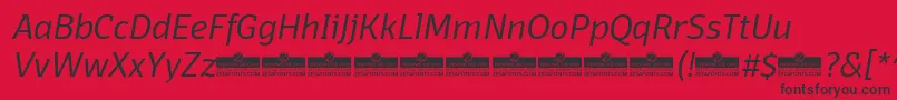 Fonte DomotikaLightItalicTrial – fontes pretas em um fundo vermelho