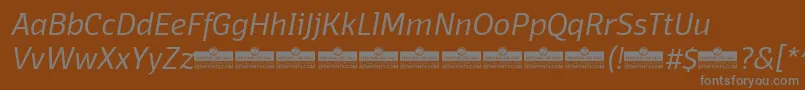 Weitere Informationen zur DomotikaLightItalicTrial-Schriftart DomotikaLightItalicTrial-Schriftart – Graue Schriften auf braunem Hintergrund