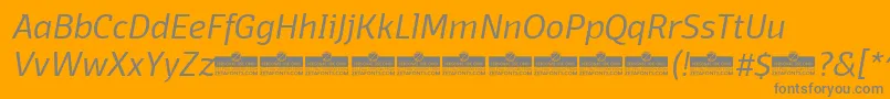 DomotikaLightItalicTrial-Schriftart – Graue Schriften auf orangefarbenem Hintergrund