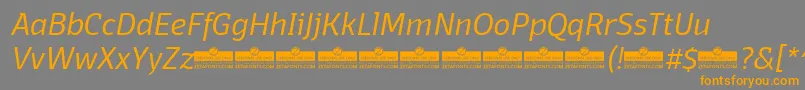 Weitere Informationen zur DomotikaLightItalicTrial-Schriftart DomotikaLightItalicTrial-Schriftart – Orangefarbene Schriften auf grauem Hintergrund