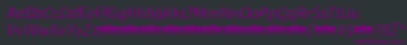 Saiba mais sobre a fonte DomotikaLightItalicTrial Fonte DomotikaLightItalicTrial – fontes roxas em um fundo preto