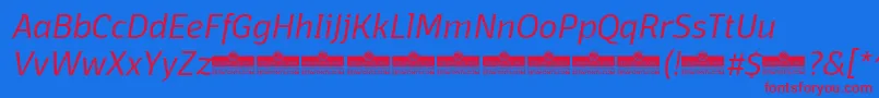 DomotikaLightItalicTrial Font – Red Fonts on Blue Background