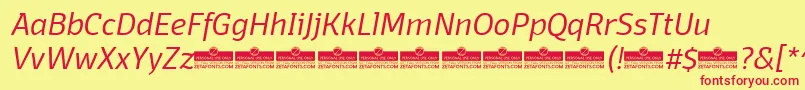 DomotikaLightItalicTrial Font – Red Fonts on Yellow Background