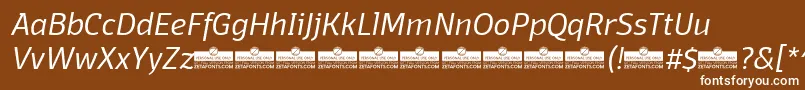 DomotikaLightItalicTrial-Schriftart – Weiße Schriften auf braunem Hintergrund
