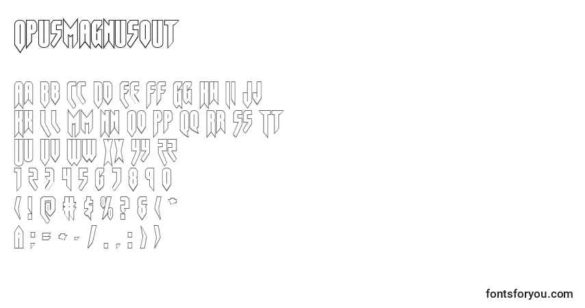 Czcionka Opusmagnusout – alfabet, cyfry, specjalne znaki