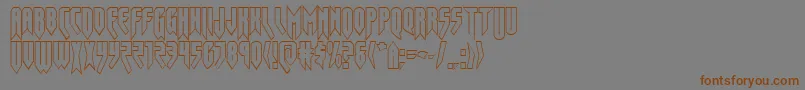 フォントOpusmagnusout – 茶色の文字が灰色の背景にあります。