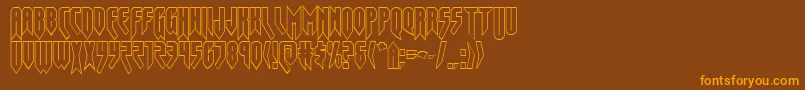 フォントOpusmagnusout – オレンジ色の文字が茶色の背景にあります。