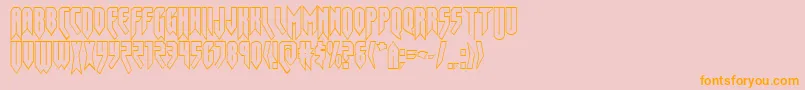 フォントOpusmagnusout – オレンジの文字がピンクの背景にあります。