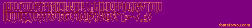 Opusmagnusout-Schriftart – Orangefarbene Schriften auf violettem Hintergrund