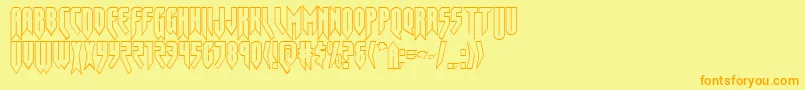 フォントOpusmagnusout – オレンジの文字が黄色の背景にあります。
