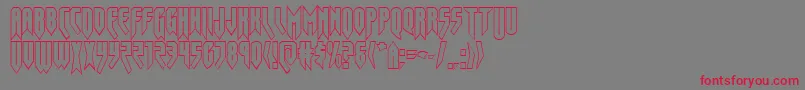 フォントOpusmagnusout – 赤い文字の灰色の背景