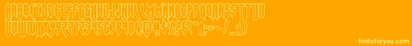 Opusmagnusout-Schriftart – Gelbe Schriften auf orangefarbenem Hintergrund