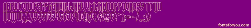 フォントOpusmagnusout – 紫の背景に黄色のフォント
