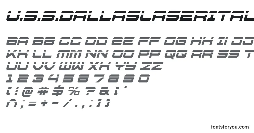 Fuente U.S.S.DallasLaserItalic - alfabeto, números, caracteres especiales