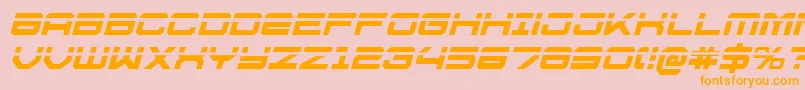 フォントU.S.S.DallasLaserItalic – オレンジの文字がピンクの背景にあります。