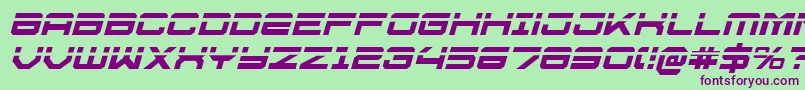 フォントU.S.S.DallasLaserItalic – 緑の背景に紫のフォント