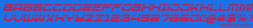 フォントU.S.S.DallasLaserItalic – 赤い文字の青い背景